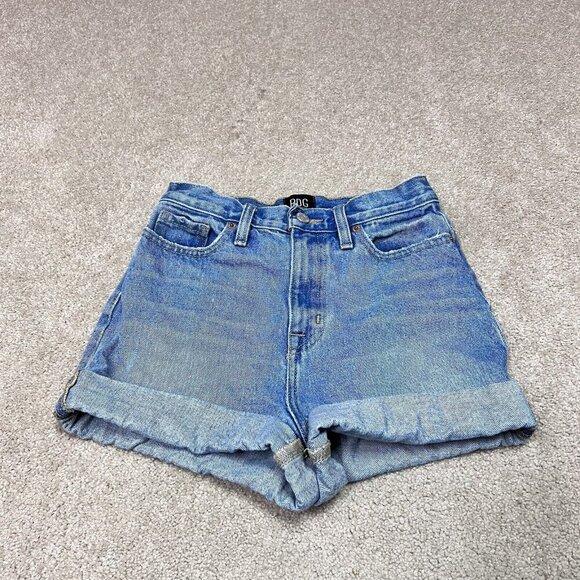 BDG Urban Outfitters Mom High Rise Shorts Blue Denim Cuffed Pockets Size 24 - Picture 4 of 10